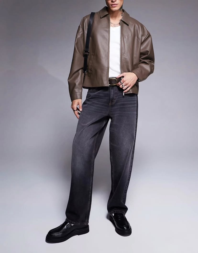 COFFEE LEATHER JACKET